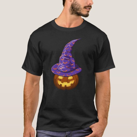 Halloween Witch Pet Pumpkin T-shirt (Voorkant)