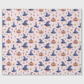 Halloween Witch Pet Pumpkin Wrapping Paper Cadeaupapier (Vlak)