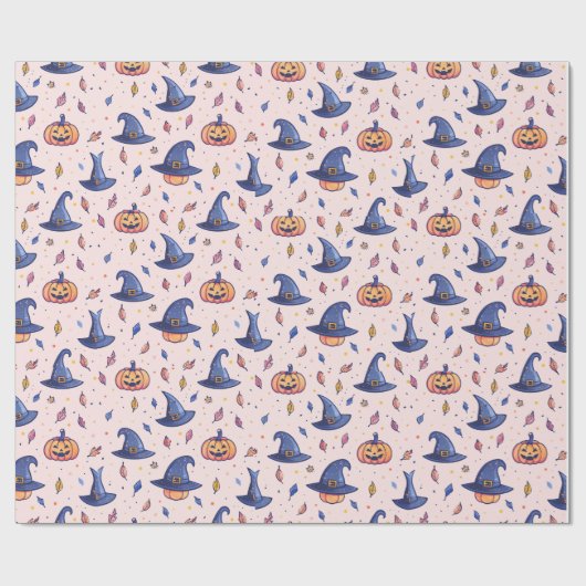 Halloween Witch Pet Pumpkin Wrapping Paper Cadeaupapier (Vlak)