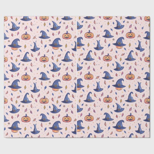Halloween Witch Pet Pumpkin Wrapping Paper Cadeaupapier (Zoom)