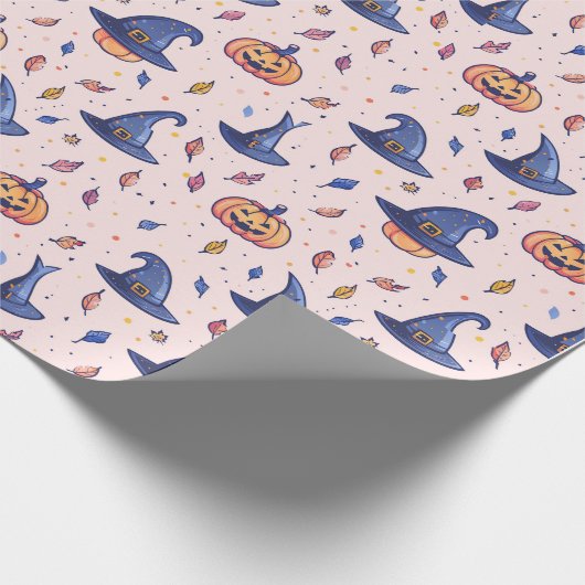 Halloween Witch Pet Pumpkin Wrapping Paper Cadeaupapier (Hoek)