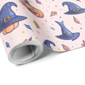 Halloween Witch Pet Pumpkin Wrapping Paper Cadeaupapier (Rol Hoek)