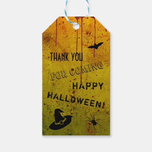 Halloween Witch Pet Spider Grungy Blood Gift Label Cadeaulabel (Voorkant)