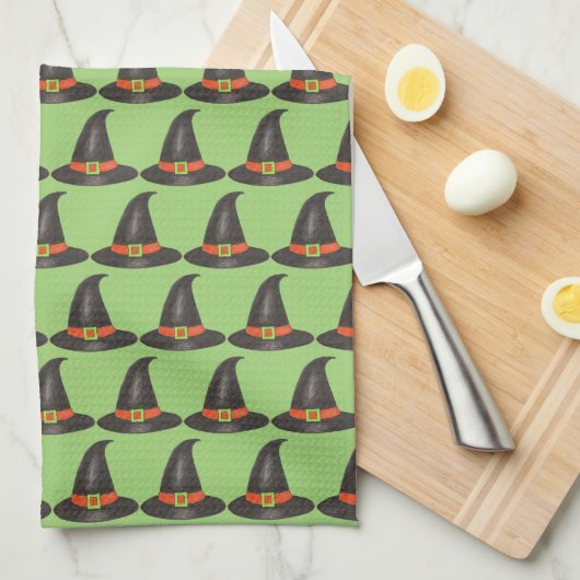Halloween Witch Pet Trick or treat Green Print Theedoek (Quarter Fold)