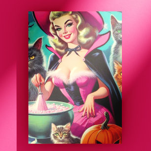Halloween Witch Pin-up Briefkaart