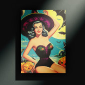  Halloween Witch Pin Up Briefkaart