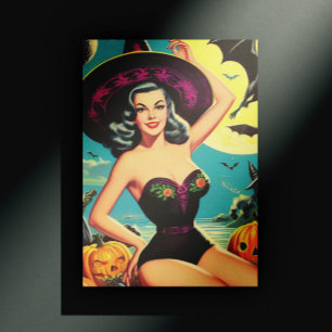  Halloween Witch Pin Up Briefkaart