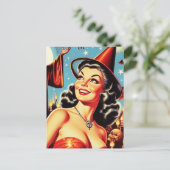  Halloween Witch Pin-Up Briefkaart (Staand voorkant)