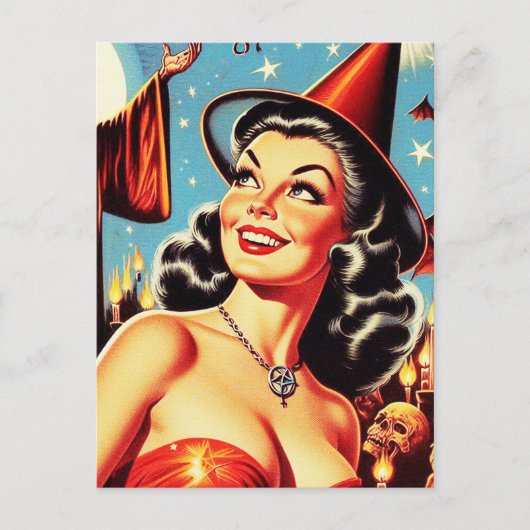  Halloween Witch Pin-Up Briefkaart (Voorkant)