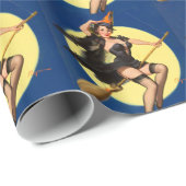 Halloween Witch Pin Up Girl Cadeaupapier (Rol Hoek)