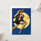 Halloween Witch Pin Up Girl Kaart (Voorkant / Achterkant in situ)
