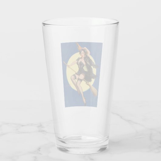 Halloween Witch Pin Up Girl Witch Glas (Achterkant)