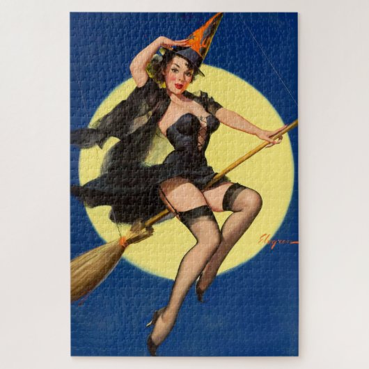 Halloween Witch Pin Up Girl Witch Legpuzzel (Verticaal)