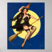Halloween Witch Pin Up Girl Witch Poster (Voorkant)