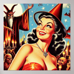 Halloween Witch Pin-Up Poster