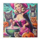 Halloween Witch Pin-up Tegeltje (Voorkant)