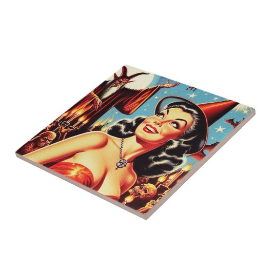  Halloween Witch Pin-Up Tegeltje (Zijkant)