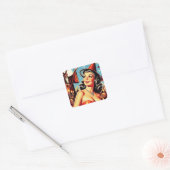 Halloween Witch Pin-Up Vierkante Sticker (Envelop)