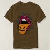 Halloween Witch Pink Lips Leopard Pattern Pumpkin T-shirt (Design voorkant)