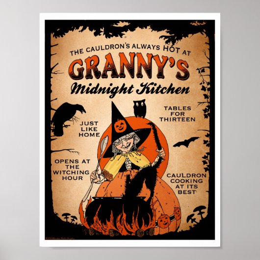 Halloween Witch Poster Granny's Midnight Kitchen (Voorkant)