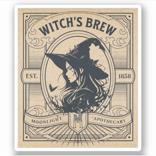 Halloween Witch Potion Apothecary Fles Label (Voorkant)