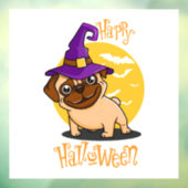 Halloween Witch Pug Window Cling Raamsticker (Vel 3)