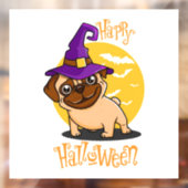 Halloween Witch Pug Window Cling Raamsticker (Vel 2)