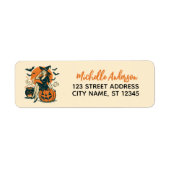 Halloween  Witch Pumpkin Bat Retouradres Etiket (Voorkant)