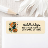 Halloween Witch Pumpkin Bat Retouradres Etiket (Insitu)