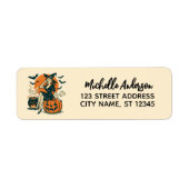Halloween Witch Pumpkin Bat Retouradres Etiket (Voorkant)
