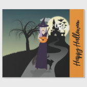 Halloween Witch Pumpkin Black cat Jouw tekst Cadeaupapier (Vlak)