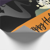 Halloween Witch Pumpkin Black cat Jouw tekst Cadeaupapier (Hoek)