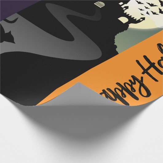 Halloween Witch Pumpkin Black cat Jouw tekst Cadeaupapier (Hoek)