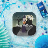 Halloween Witch Pumpkin Black cat Jouw tekst Papieren Bordje (Feest)