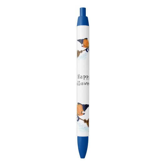 Halloween Witch Pumpkin Flying Broom Pen (Voorkant Verticaal)
