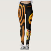 Halloween Witch Pumpkin Leggings Black Pants (Voorkant)