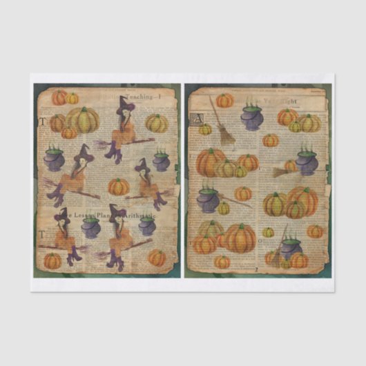 Halloween Witch Pumpkin Paper Decoupage Tissuepapier (Voorkant)