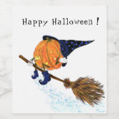 Halloween Witch Pumpkin Wijnfles Etiketten (Enkel label)
