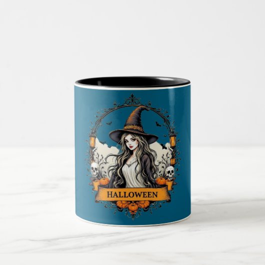 Halloween Witch & Pumpkins Classic Coffee Mok - SP (Center)