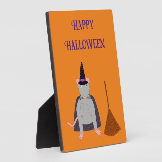 Halloween Witch Rat en Broom Custom Fotoplaat (Zijkant)