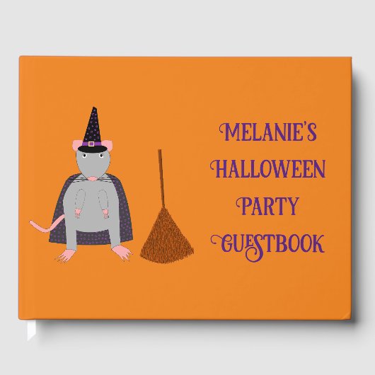 Halloween Witch Rat en Broom Custom Gastenboek (Voorkant)