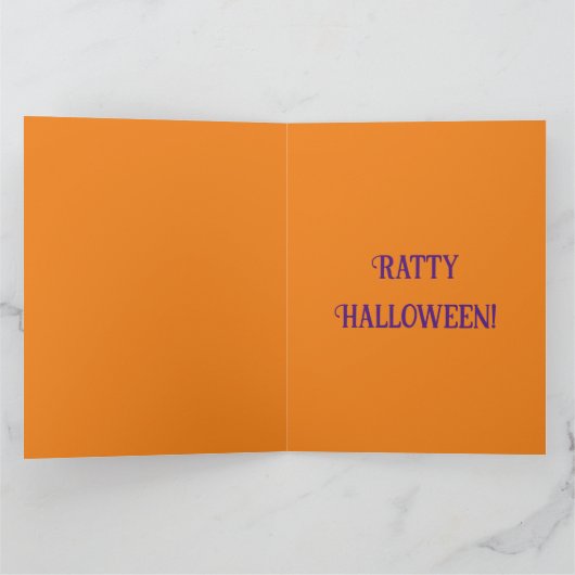 Halloween Witch Rat en Broom Custom Kaart (Binnen)