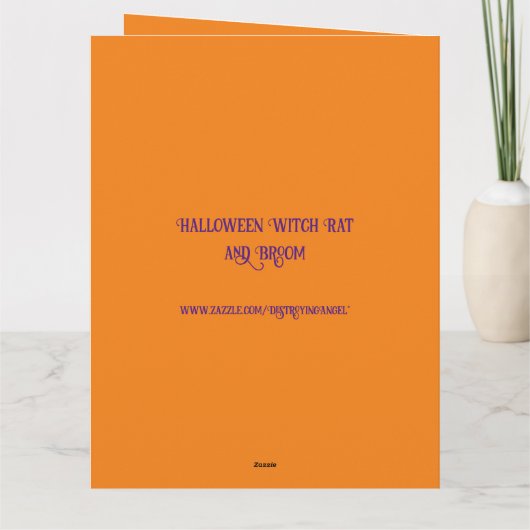 Halloween Witch Rat en Broom Custom Kaart (Achterkant)