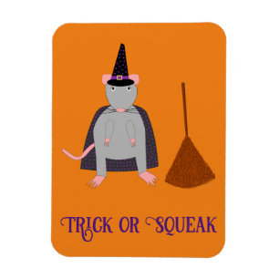 Halloween Witch Rat en Broom Custom Magneet