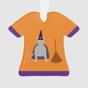 Halloween Witch Rat en Broom Custom Naam Ornament