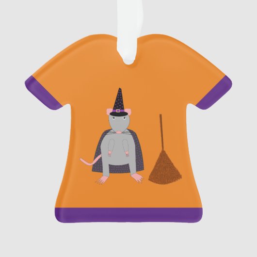 Halloween Witch Rat en Broom Custom Naam Ornament (voorkant)