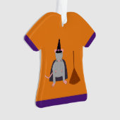Halloween Witch Rat en Broom Custom Naam Ornament (voorkant)