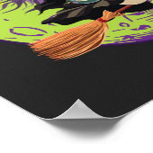Halloween Witch Riding Broom Poster (Hoek)