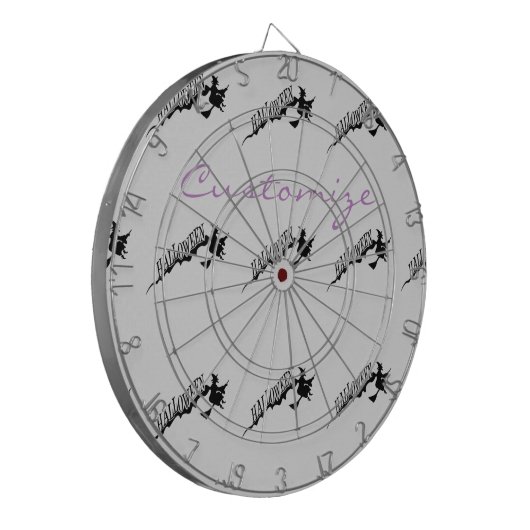 Halloween Witch Riding Broom Thunder_Cove Dartbord (Voorkant Links)