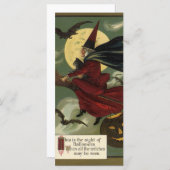  Halloween Witch Riding Broomstick met kat (Voorkant / Achterkant)